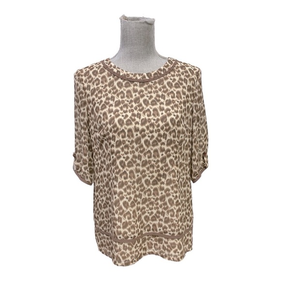 Madam Polla vintage leopard print blouse, size M-L (no US sizing) zipper back - Picture 1 of 14